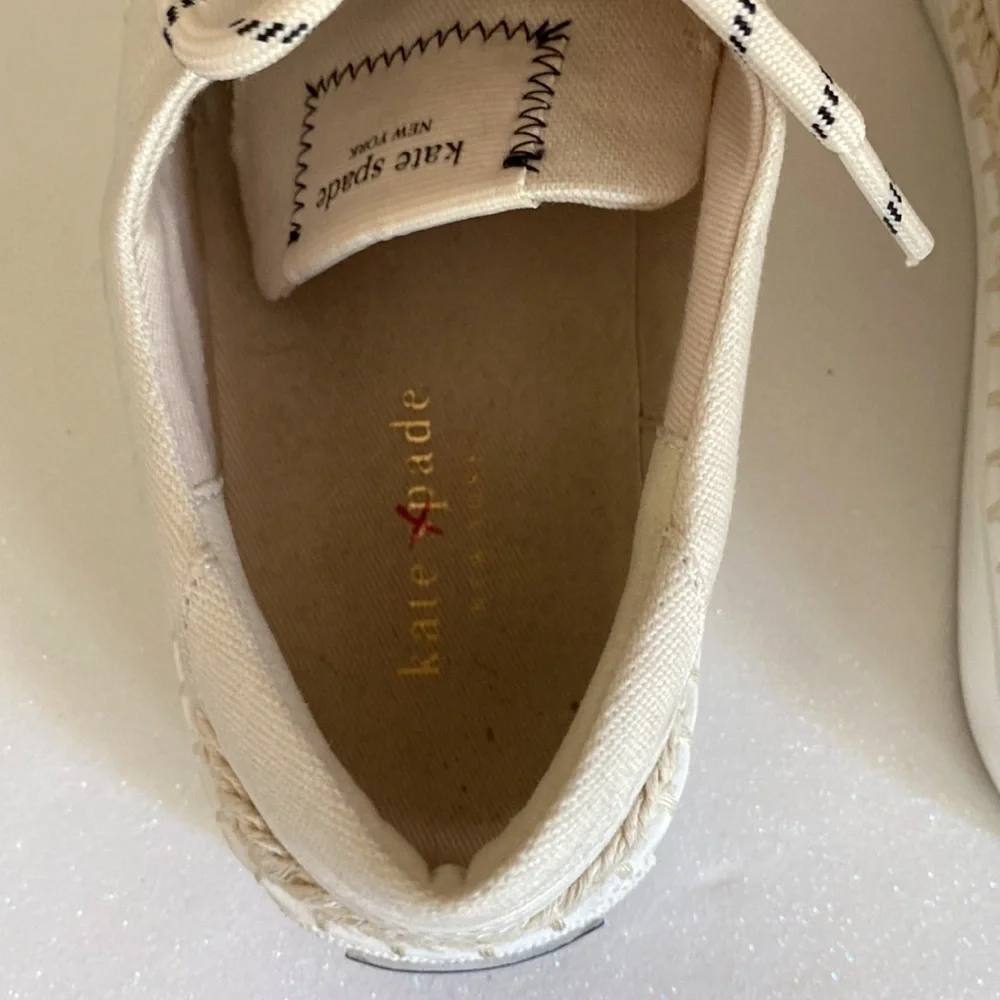 Kate Spade New York Boat Party Espadrille Sneakers Cream Canvas Sz 6.5